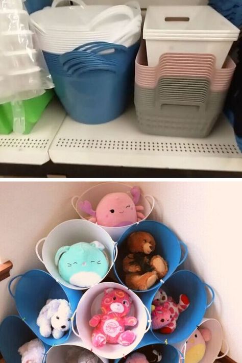 Toy Storage Diy Dollar Stores, Dollar Tree Playroom Organization, Diy Toy Storage Dollar Tree, Dollar Tree Toy Storage, Organizing Toys In Kids Room Baby, Dollar Tree Kids Room Organization, Diy Toy Bin Organizer, Dollar Tree Toy Organization, Toy Storage Cabinets