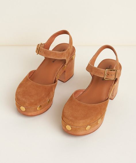 A best selling Mary-Jane inspired clog. Walkable 3" heel with a 1" platform, all leather uppers, brass studded leather welt, adjustable ankle strap, memory foam insoles. Now including brass hardware treatment and more luxe than ever. Charlotte Stone, Kids Loafers, Mary Jane Clogs, Western Shop, Studded Leather, Mid Heel, Sneaker Shopping, Brass Hardware, New Shop