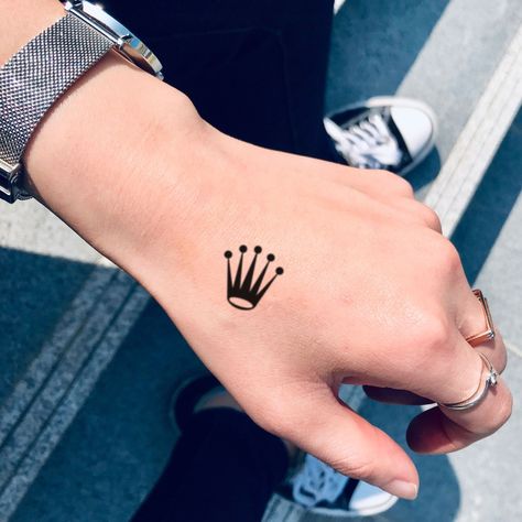 Crown Finger Tattoo, Rolex Tattoo, Forearm Tats, Rolex Crown, Minimalist Tattoo Design, Small Lion Tattoo, Airplane Tattoos, Full Leg Tattoos, Mens Lion Tattoo