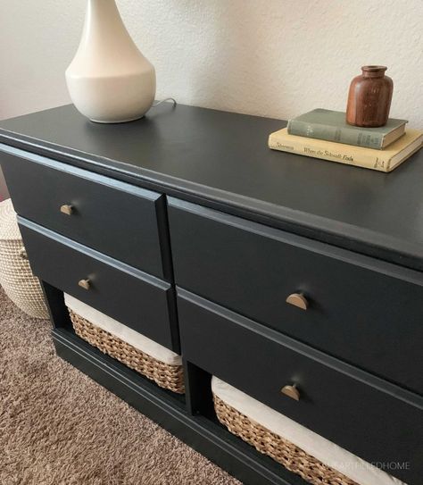 Dresser Makeover With Fusion Mineral Paint - ORC Week 3 - A Heart Filled Home | DIY & Home Decor Black Dresser Diy, Diy Window Trim, Boy Room Paint, Black Dresser, Diy Dresser Makeover, Diy Furniture Decor, Fusion Paint, Diy Bathroom Remodel, Diy Dresser