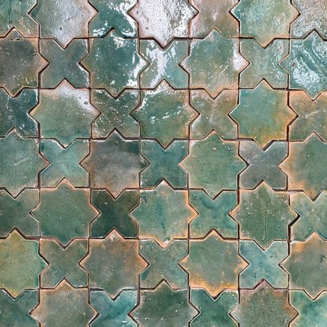 Mexican Tile Bathroom, Interlocking Pattern, Star Tile, Kitchen Walls, Brick Architecture, Zellige Tile, Star Cross, Natural Clay, Tile Inspiration