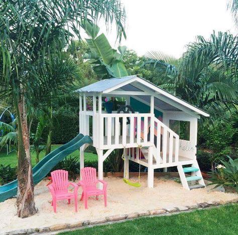 Cubby House Ideas, Cubby Ideas, Kids Cubby, Kids Outdoor Playground, Kids Cubby Houses, Raised Gardens, Kids Cubbies, Kids Yard, Wooden Cubby