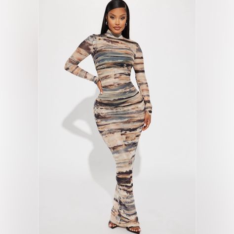 Nwt! Hugs Your Curves In All The Right Places! Mesh Mesh Dress Outfit, Long Mesh Dress, Fur Dress, Mesh Maxi Dress, Glamorous Dresses, Tie Dye Maxi Dresses, Fashion Nova Dress, Cute Swag Outfits, Style Maxi Dress