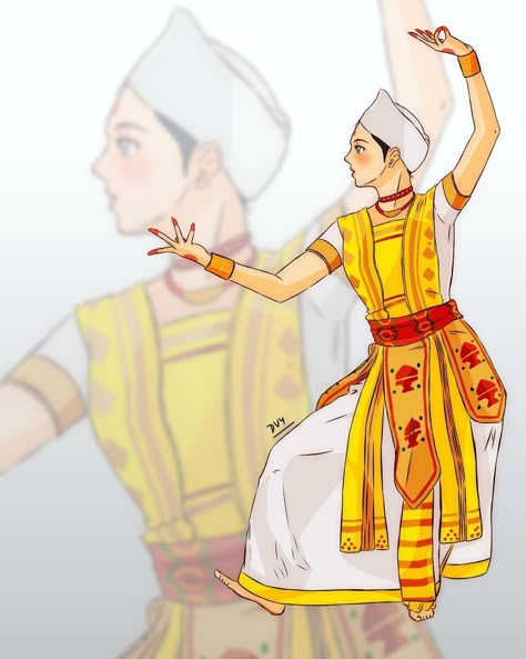 Assamese Culture Drawing, Bihu Dance Drawing, Assam Illustration, Assam Culture Art, Assam Culture, Assamese Aesthetic, Assamese Culture, Dina Goldstein, Wall Magazine