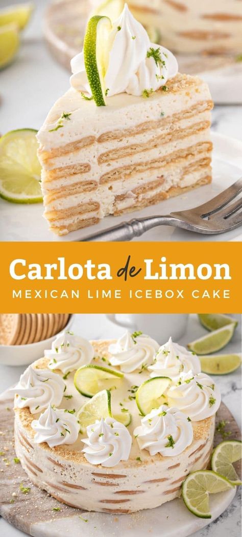 Lime Maria Icebox Cake, Mexican Lemon Dessert, New Mexican Desserts, Tradition Mexican Food, Easy Desserts Mexican, Dessert With Lime, Mexican Sweet Recipes, Recipes With Maria Cookies, Fiesta Desserts Ideas