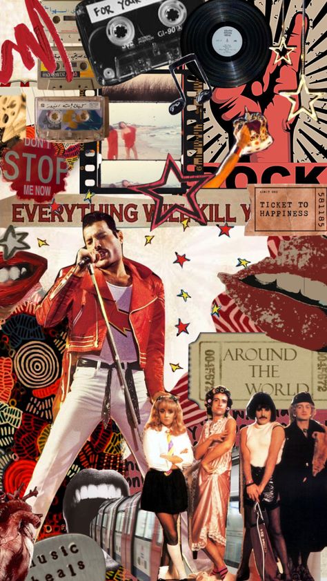 Queen Aesthetic Poster, Rock Aesthetic Red, Freddie Mercury Aesthetic Wallpaper, Rock Wallpaper Aesthetic, Queen Aesthetic Wallpaper, Lockscreens Aesthetic Vintage, Queen Band Wallpaper, Queen Aesthetic Band, Queen Band Aesthetic Wallpaper