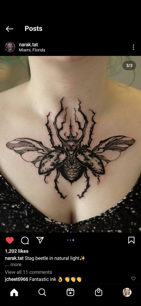 Gothic Beetle Tattoo, Beetle Neck Tattoo, Bug Neck Tattoo, Bug Chest Tattoo, Beetle Chest Tattoo, Bug Wing Tattoo, Goth Chest Tattoo Female, Goth Chest Tattoo, Backpiece Tattoo