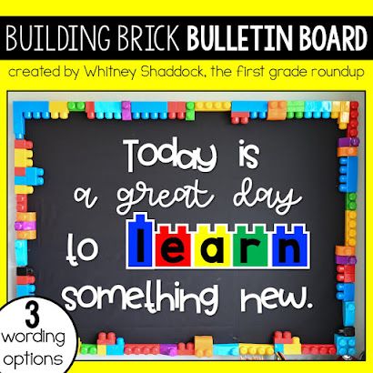 My 7 year old boy LOVES legos, so our homeschool class decor was obvious! Take a look at this fun classroom theme! Lego Classroom Theme Bulletin Boards, Building Classroom Theme, Lego Door Decorations Classroom, Lego Kindergarten, Lego Bulletin Board, Lego Door, Lego School, Lego Classroom Theme, Lego Sign