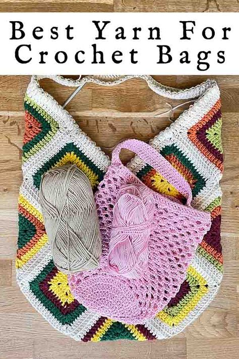 Crochet Cotton Yarn Projects Bags, Acrylic Yarn Crochet Bag, Best Yarn For Crochet Bag, Crochet Mystery Bag Ideas, Cotton Crochet Bags Free Pattern, Best Yarn For Crochet, Cotton Yarn Projects, Yarn For Crochet, Caron Yarn