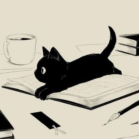 Cats and books. Cats And Books, A Black Cat, A Black, Black Cat, Pen, Coffee, Books, Instagram, Black