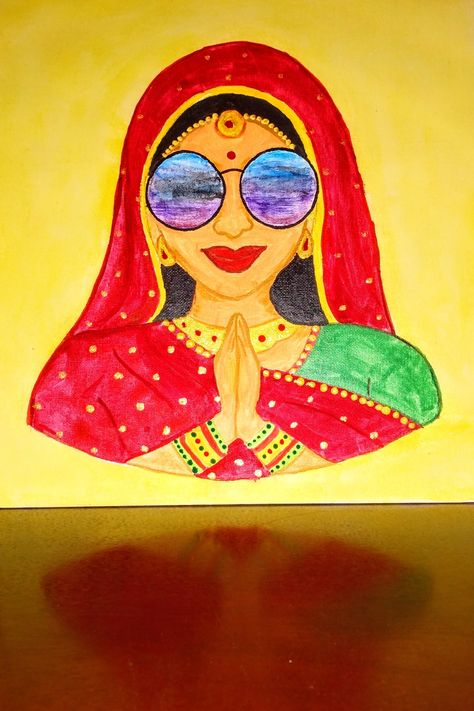 Woman in traditional outfits painting
Rajasthani Indian art
Khamma ghadi Painting Rajasthani, Rajasthani Painting, Rajasthani Art, Indian Women Painting, Mandala Art Lesson, Diy Jar Crafts, Ganesha Art, Indian Woman, Easy Doodle Art