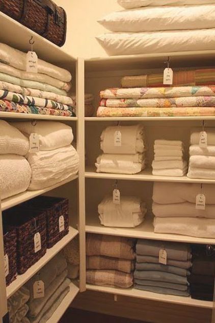 Walk In Linen Closet, Walking Closet Ideas, Linen Closet Ideas, Linen Closet Design, Linen Closet Shelves, Small Closet Organization Bedroom, Bathroom Linen Closet, Linen Closet Storage, Master Closet Organization