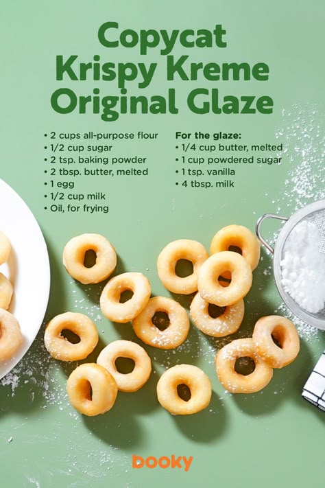 Mini Doughnuts Recipe, How To Make A Donut, Easy Donut Recipe No Yeast, Quick Things To Bake, Mini Doughnut Recipes, Copycat Krispy Kreme Donut Recipe, Donut Ingredients, Easy Doughnut Recipe, Sweet Snack Ideas