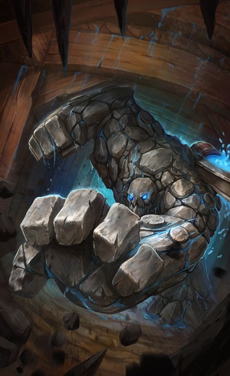 Rock Elemental, Stone Elemental, Stone Golem, Earth Elemental, Elemental Magic, Splash Screen, Monster Concept Art, Fantasy Monster, Wow Art