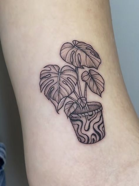 Plant Pot Tattoo, Potted Plant Tattoo, Flower Pot Tattoo, Pot Tattoo, Cute Hand Tattoos, Plant Tattoo, Art Tattoos, Tattoo Inspo, Love Tattoos