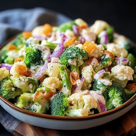 Let’s talk about a salad that’s as refreshing as it is satisfying—Easy Broccoli and Cauliflower Salad. This is the kind of dish that you can whip up in no time, Coliflower And Broccoli Salad, Sweet Broccoli Cauliflower Salad, Brocoli Salad Recipes, Brocolli Cauliflower Salad, Brocoli And Cauliflower Salad, Cauliflower Broccoli Salad, Brócoli Salad, Broccoli Califlour Salad, Broccoli And Cauliflower Salad