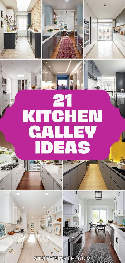 Save this pin for inspirational kitchen galley ideas that will elevate your cooking space! Discover creative layouts and designs to enhance your home. #KitchenDecor #HomeImprovement #InteriorDesignIdeas How To Open Up A Galley Kitchen, Galley Kitchen With No Windows, Small Galley Kitchen Lighting, Beautiful Galley Kitchens, Galley Kitchen Remodel Ideas Layout, Small Galley Kitchen Remodel Layout Picture Ideas, Long Galley Kitchen With Island, Galley Kitchen Paint Colors, Kitchen Galley Ideas