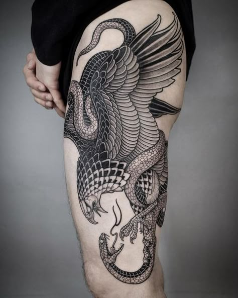 Eagle Snake Drawing, Leg Bird Tattoo, Hawk And Snake Tattoo, Falconry Tattoo, Bird And Snake Tattoo, Snake Eagle Tattoo, Eagle Snake Tattoo, Eagle And Snake Tattoo, Oasis Tattoo