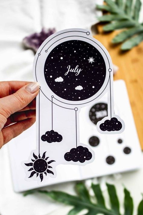 July Cover Page Bullet Journal, July Cover Page, Cover Page Bullet Journal, Page Bullet Journal, Bullet Journal Banner, Bullet Journal Notes, Moon Journal, Bullet Journal Tracker, Bullet Journal Mood