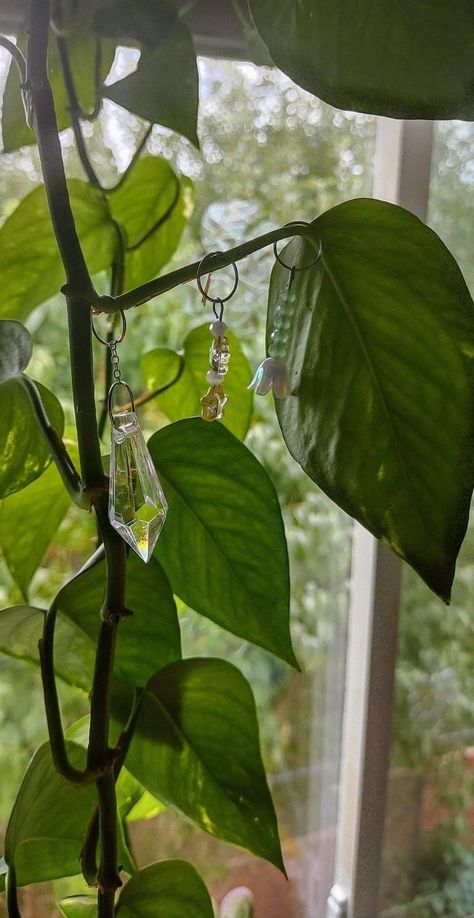 Crystals And Plants Decor, Plant Beading, Plant House Decor, Cottagecore Plants, Plant Charms, Subtle Energy, Thanksgiving 2024, Plant Jewelry, Hanging Plants Indoor