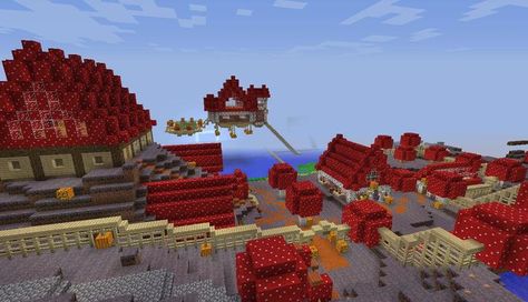 Minecraft Mushroom Village, Minecraft Mushroom House, Minecraft Mushroom, Minecraft Design Ideas, Mushroom City, Cottage Core Minecraft, Cool Minecraft Ideas, Mushroom Village, Cottagecore Minecraft