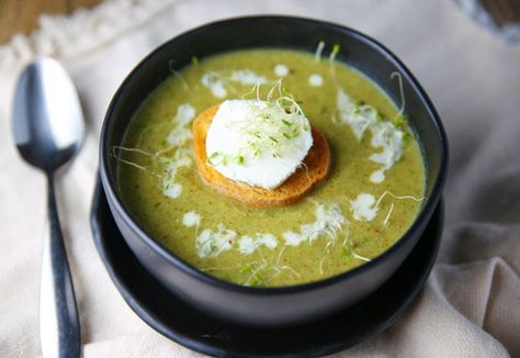 This Velvety Broccoli and Goat Cheese Soup is made with simple fresh ingredients and is super easy to make! Broccoli Goat Cheese Soup, Broccoli Cheese Soup No Flour, Paleo Broccoli Cheese Soup, Bariatric Broccoli Cheese Soup, Brocoli Cheese Soup Keto, Broccoli Goat Cheese, Goat Cheese Soup, Recipe For Broccoli, Cheese Soup Recipe