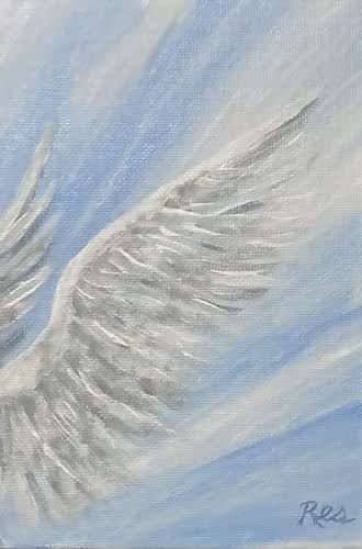 Angel Wings Acrylic Painting, original art, signed by artist Wings Acrylic Painting, Blue Angel Wings, Wings Painting, Art Party Decorations, Angel Wings Painting, Art Party Favors, Kitchen Artwork, Heaven Art, Wings Art