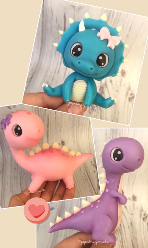 Cute Fondant Dinosaur, Fondant Dinosaur Tutorial, Dinosaur Polymer Clay, Cute Dinosaur Cake, Dinosaur Fondant, Fondant Dinosaur, Dino Cake, Dinosaur Cake Toppers, Dinosaur Birthday Cakes