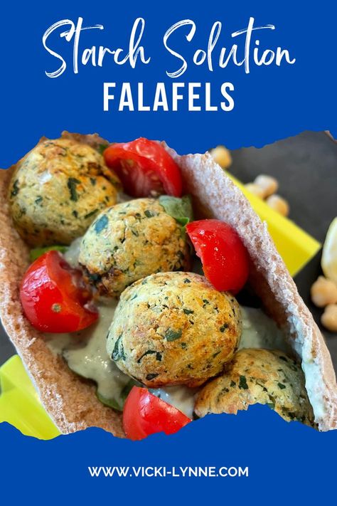 Looking for a great falafel recipe with just the right amount of spice and are light and fluffy? These are the falafels for you. Perfected in the air fryer or baked in the oven. Vegan, Oil Free and Gluten Free balls of heaven but you can make yours into patties or any shape you want. Starch Solution friendly, we removed the oil and fat and added flavor #falafels #vegan #starchsolution #oilfreerecipe #glutenfree Starch Based Diet, Starch Solution Recipes, Vegan Oil Free, Oil Free Vegan Recipes, Starch Solution, Falafel Recipe, Protein Packed Snacks, Falafels, Vegetarian Main Dishes