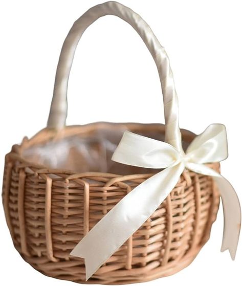 Amazon.com: Meyrwoy Wicker Basket,Woven Storage Basket, Flower Girl Basket with Handle Woven Willow Basket Wicker Rattan Flower Basket Candy Storage Basket for Wedding Party Decor White : Home & Kitchen Basket For Wedding, Rattan Flower, Willow Basket, Belly Basket, Wedding Flower Girl Basket, Picnic Decorations, Hanging Flower Pots, Flower Girl Baskets, Basket With Handle