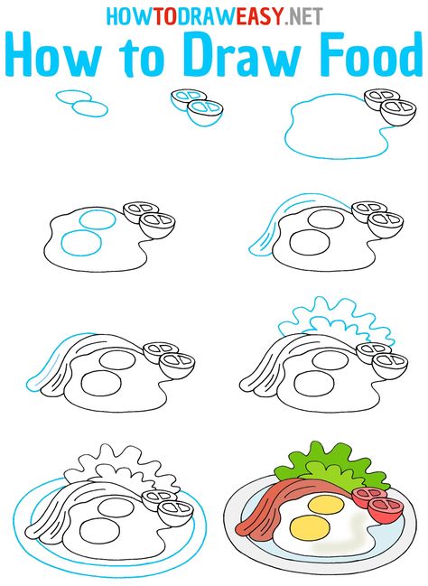 How to Draw Food Step by Step #Food #FoodArt #FoodDrawing #HowtoDrawFood #Breakfast #BreakfastDrawing #EasyDrawings #StepbyStepDrawings #HowtoSketch How To Draw Food, Fast Drawing, Food Illustration Art, Poster Drawing, Easy Doodles Drawings, Food Drawing, Basic Shapes, Simple Doodles, Drawing Lessons