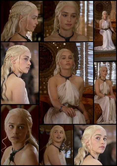 Daenerys Targaryen White Dress, Daenerys Targaryen Outfits, Daenerys Hair, Emilia Clarke Pics, Daenerys Costume, Daenerys Targaryen Dress, Game Of Thrones King, Rosa Dress, Game Of Thrones Poster