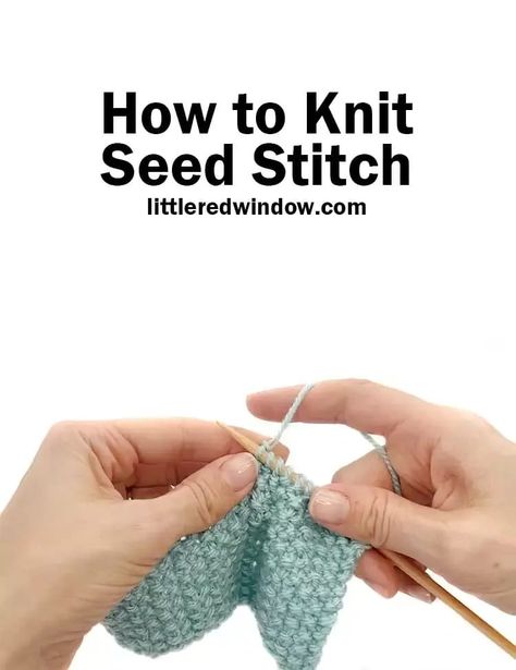 Learn how to knit the seed stitch knitting pattern for your next project, perfect for beginners and people you want to learn how to knit! How To Knit One Stitch Below, Double Seed Stitch Knitting, Knitting Seed Stitch, Unique Knitting Projects, Seed Knitting Stiches, Snood Knitting Pattern, Types Of Knitting Stitches, Unique Knitting Patterns, Knit Stitches For Beginners