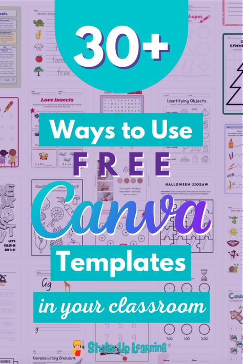 30+ Ways to Use FREE Templates from Canva in Your Classroom (Part 1) - SULS0132 | Shake Up Learning Creating Worksheets, Free Canva Templates, Canva Planner, Teacher Tech, Teacher Templates, Choice Boards, Canvas Learning, Canva Tutorial, Instructional Design