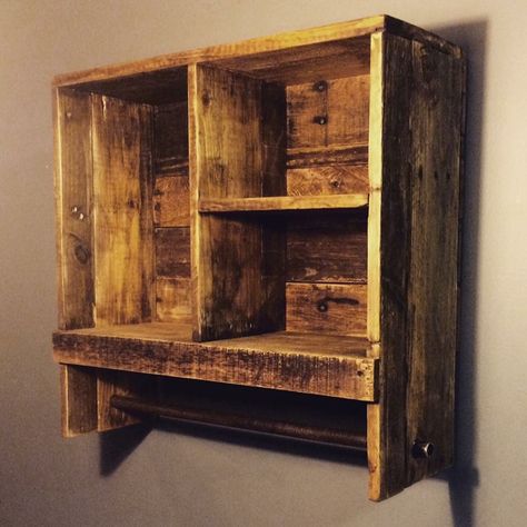 Rustic Bathroom towel rack by Rustic & Refined Barnwood Furniture Wood Pallet Recycling, Rustic Farmhouse Furniture, Rustic Bathroom Shelves, Bathroom Towel Rack, Barnwood Furniture, Barn Wood Projects, Modern Rustic Decor, Old Barn Wood, Wooden Bathroom