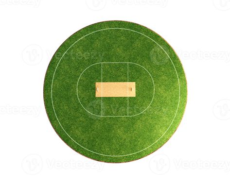 Cricket Pitch, Cricket Field, Cricket Stadium, Green Lawn, Sports Games, Top View, 3d Illustration, Lawn, Green