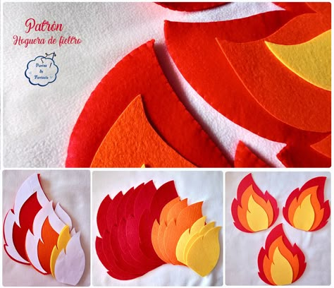 Tutorial Hoguera de fieltro Pentecost Craft, Kraf Kertas, Hot Wheels Birthday, Cars Theme Birthday Party, Firetruck Birthday, Pentecost, Felt Food, Camping Theme, Altar Decorations