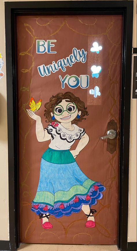 Encanto Classroom Door, Encanto Classroom, Classroom Door Decorating, Teacher Door Decorations, Hispanic Heritage Month Activities, Preschool Decor, Spring Bulletin, Disney Classroom, Birthday Party Games For Kids