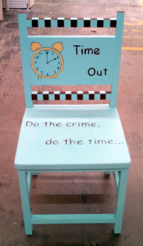 Time Out Chair Ideas, Diy Time Out Chair, Time Out Chairs For Kids, Seashell Peacock, Time Out Chairs, Timeout Chair, Time Out Stool, Painted Kids Chairs, Thinking Chair