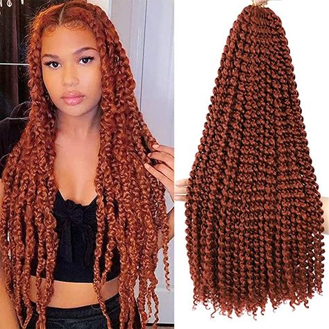 Passion Twists Copper, Copper Red Passion Twists, Passion Twist Ginger Color, Long Ginger Passion Twist, 350 Passion Twist, Orange Passion Twists, Red Passion Twists Hairstyle, Ginger Crochet Hair, Ginger Passion Twists Black Women