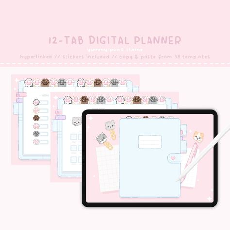 Cute Stickers Printable Kawaii Planners, Sanrio Daily Planner, Kawaii Digital Planner, Kawaii Monthly Planner, Kawaii Weekly Planner Template, Daily Planner Journal, Kawaii Notebook, Divider Tabs, Kawaii Planner