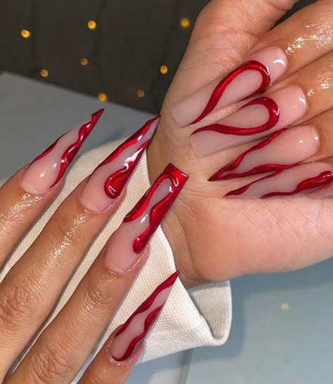 Red Chrome Nails Designs, Colorful Nails Summer, Holiday Nails Simple, Summer Nails Wedding, Oxblood Nails, Summer Nails Long, Nails Simple Summer, Nails Cute Summer, Chrome Nail Designs