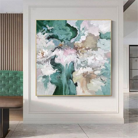 Modern Art Living Room, Pink Flower Painting, Tree Painting Canvas, Flower Painting On Canvas, Painting Canvas Wall, Flower Abstract, Flower Painting Canvas, Grand Art Mural, Abstract Flower Painting