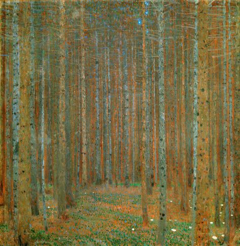 Klimt, Gustav - Fir Forest I – popular wall mural – Photowall Art Klimt, Forest Wall Decals, Gustav Klimt Art, Klimt Paintings, Klimt Art, Pine Forest, Gustav Klimt, Featured Art, Great Big Canvas