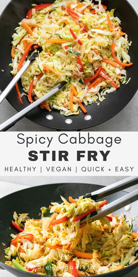 Spicy Cabbage, Cabbage Recipes Healthy, Cabbage Stir Fry, Mapo Tofu, Cabbage Recipes, Vegan Dinner Recipes, Veggie Dishes, Vegan Recipes Healthy, Vegan Meals