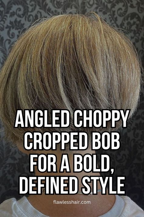 Angled Choppy Cropped Bob Razored Bob Haircut Choppy Layers, Chin Length Layered Bob, Short Angled Bob, Cropped Bob, Angled Bob Haircut, Angled Bob With Layers, Hair Is Everything, Choppy Bob With Bangs, Short Angled Bobs