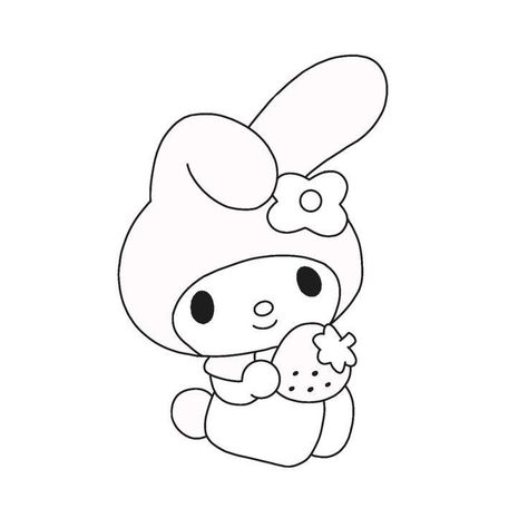 My Melody Tattoo Outline, Easy Drawings Black And White, My Melody Black And White, My Melody Tattoo Ideas, Cute Outlines, Dibujos Coquette, Hello Kitty Tattoo Ideas, Kitty Tattoo Ideas, Cartoon Outline