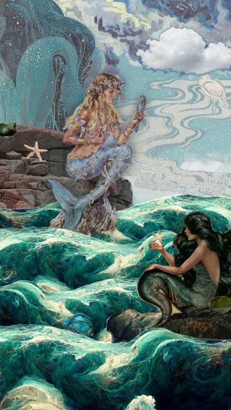 #mermaids #love #ocean #forbiddenlove #sea #siren #mermaid #beauty Mermaid Beauty, Sea Siren, Mermaid Artwork, Mermaid Wallpapers, Siren Mermaid, Mermaid Lagoon, Real Mermaids, Mermaid Aesthetic, Vintage Mermaid