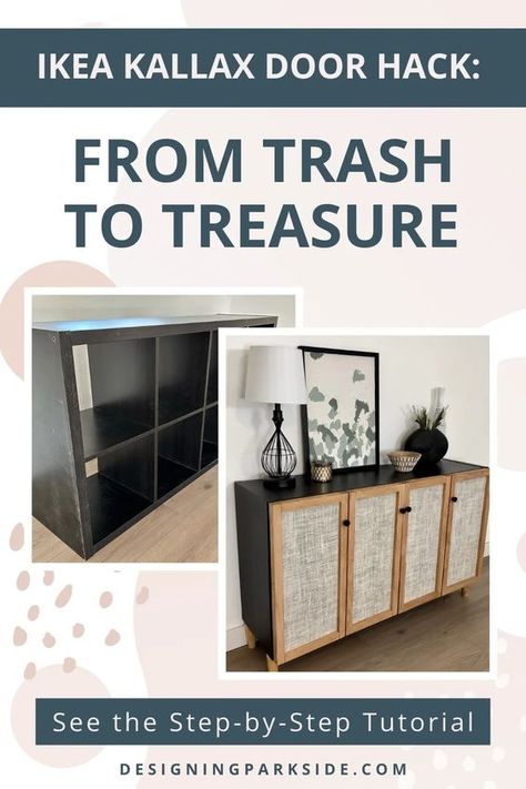 IKEA KALLAX Door Hack: From Trash to Treasure with Loctite Glue | Designing Parkside Ikea Cube Storage Hack Doors, Upgrade Cube Shelf, Upgraded Cube Storage, Cube Shelf Doors Diy, Adding Doors To Cube Storage, Kallax Door Hack, Diy Ikea Kallax Hacks, Ikea Expedit Hack, Ikea Cube Shelves