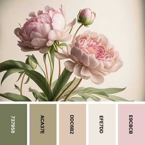 Coffee And Pink Color Palette, Light Pink And Cream Color Palette, French Decor Color Palette, Victorian Color Pallete, Soft Floral Color Palette, Farmhouse Style Color Palette, Tan Pink Color Palette, Flora Color Palette, Vintage Floral Color Palette